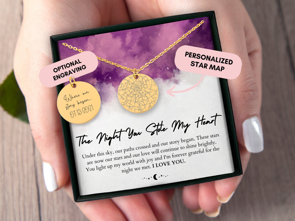 Gift For Girlfriend, Gift for Wife, Custom Star Map By Date, Star Map Necklace, Anniversary Gift For Her, Birthday Gift, Christmas Gift