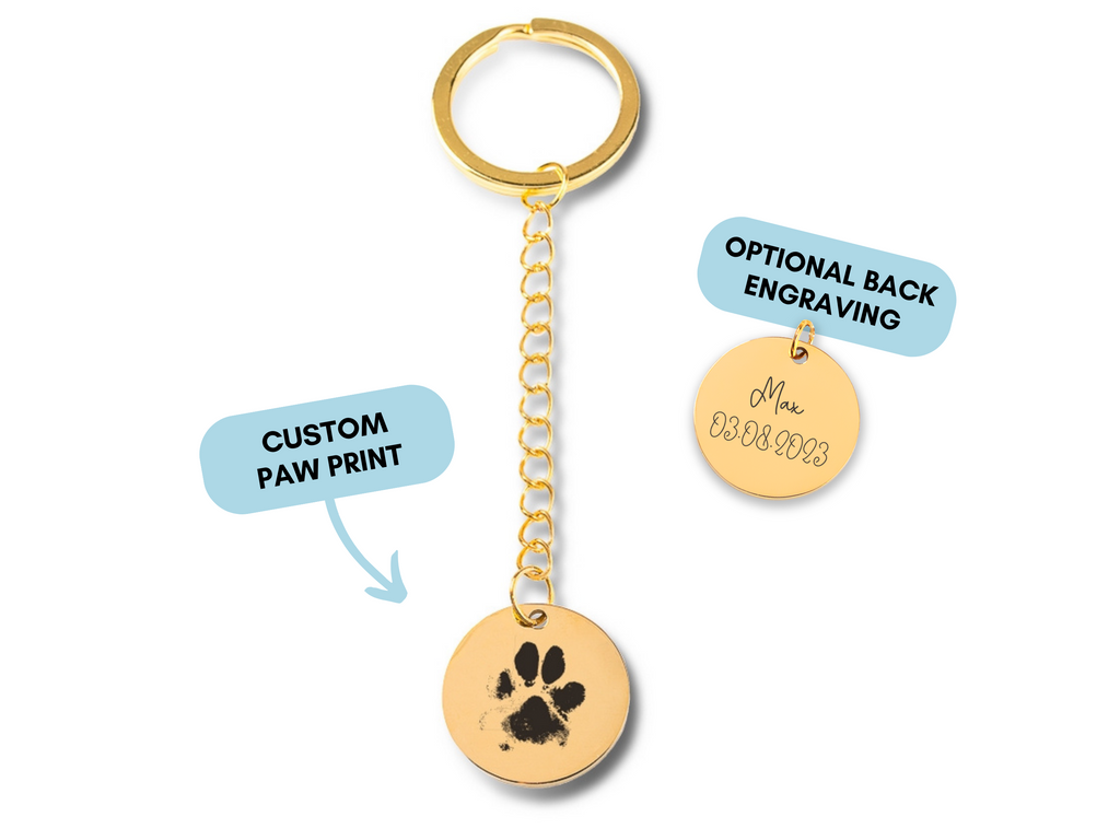 Custom Paw Print Keychain, Dog, Cat, Personalized Pet Memorial Keychain, Engraved Pet Photo Keyring, Pet Memorial Gift, Pet Jewelry Gift