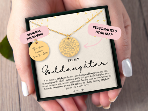 Goddaughter Gifts From Godmother, Custom Star Map By Date, Goddaughter Necklace, God Daughter Birthday, Goddaughter Christmas, Personalized