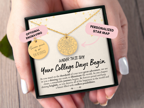 College Gift For Her, Graduation Necklace, Personalized Graduation Gift, Custom Star Map By Date, High School Grad, College Care Package