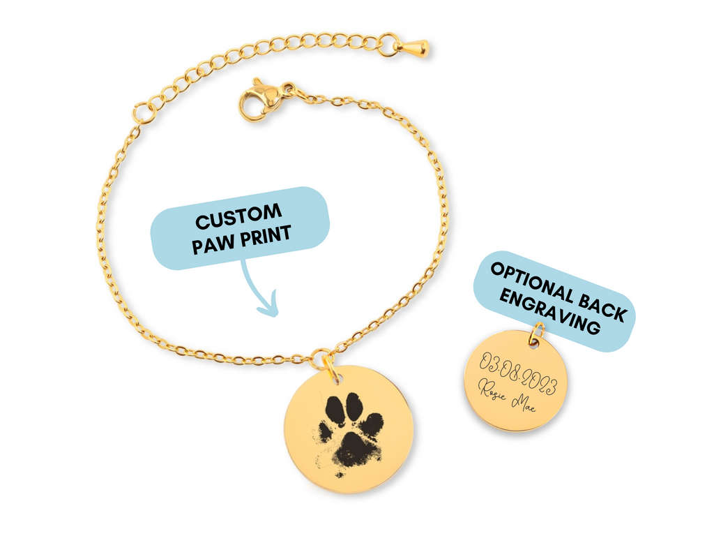 Custom Paw Print Bracelet, Dog, Cat, Personalized Pet Memorial Bracelet, Engraved Pet Photo Bracelet, Pet Memorial Gift, Pet Jewelry Gift