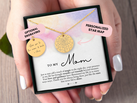 Personalized Gift For Mom To My Mom Necklace, Custom Star Map By Date, Constellation Map, Gift From Daughter, Mom Birthday, Mom Christmas