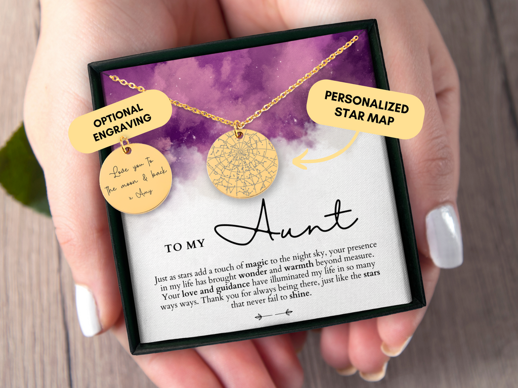Aunt Gift From Niece, Aunt Necklace, Custom Star Map By Date, Gift For Aunt, Auntie Gift, Personalized Gift, Aunt Birthday, Aunt Christmas