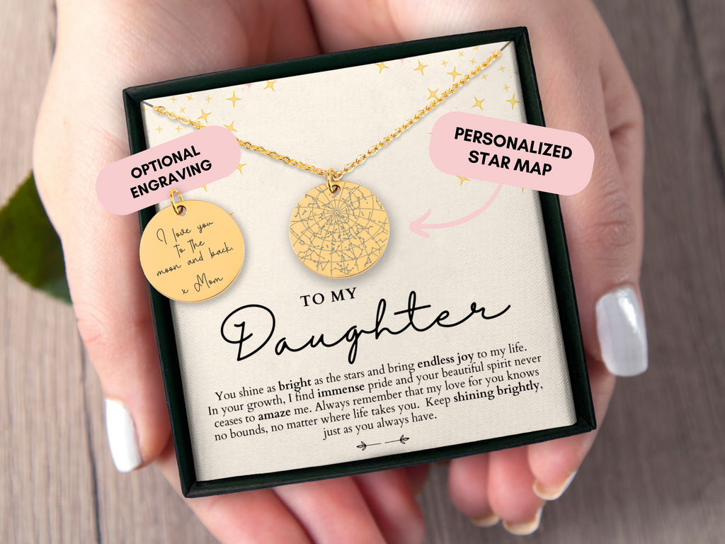 Daughter Necklace, To My Daughter, Custom Star Map By Date, Daughter Gift, Gift From Mom, Gift From Dad, Personalized Necklace, Christmas