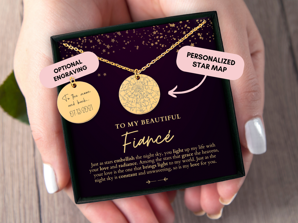 Fiance Gift For Her, Fiance Necklace, Fiance Birthday Gift, Custom Star Map By Date, Fiance Gift Christmas, Lesbian Fiance Gift, Anniversary