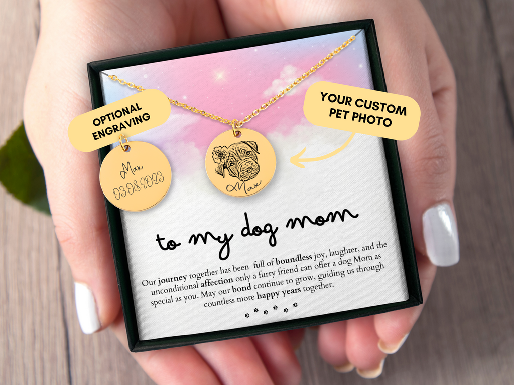 Custom Dog Mom Necklace, Dog Mama Gift, Engraved Pet Photo Necklace, Dog Lover Gift for Women, Personalized Pet Gift, Dog Mom Era