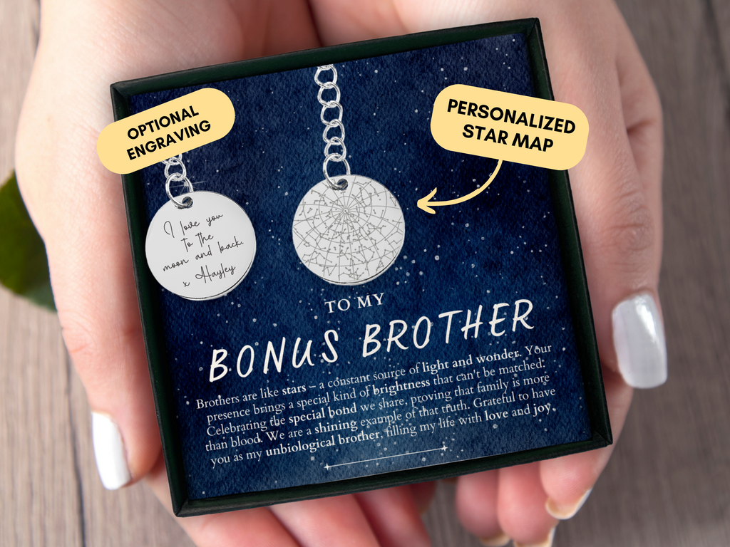 Bonus Brother Gift, Step Brother Gift, Custom Star Map By Date, Personalized Keychain, Step Brother Birthday, Brother In Law, Christmas Gift