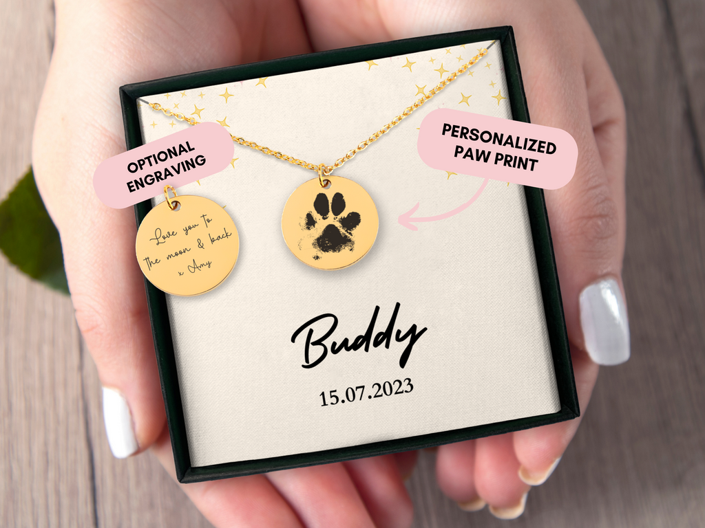 Custom Paw Print Necklace, Dog, Cat, Personalized Pet Memorial Necklace, Engraved Pet Photo Necklace, Pet Memorial Gift, Pet Jewelry Gift