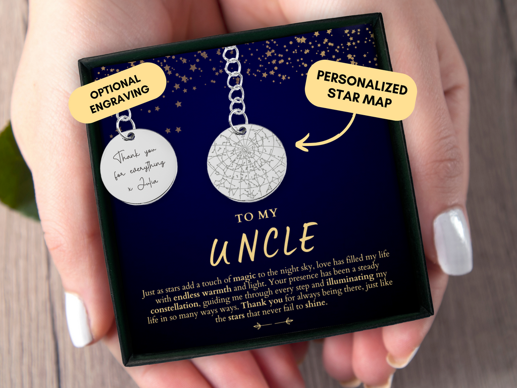 Uncle Gift From Niece, Uncle Keychain, Custom Star Map By Date, From Nephew, From Kids, Uncle Birthday Gift, Uncle Christmas Gift, Custom