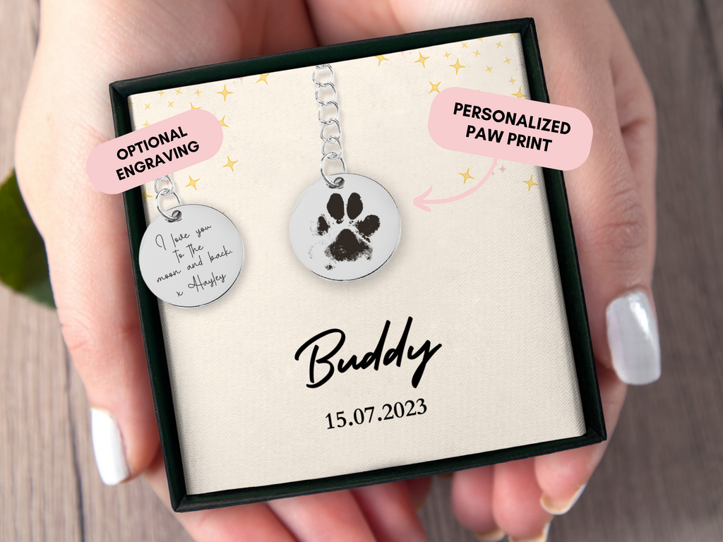 Custom Paw Print Keychain, Dog, Cat, Personalized Pet Memorial Keychain, Engraved Pet Photo Keychain, Pet Memorial Gift, Pet Jewelry Gift