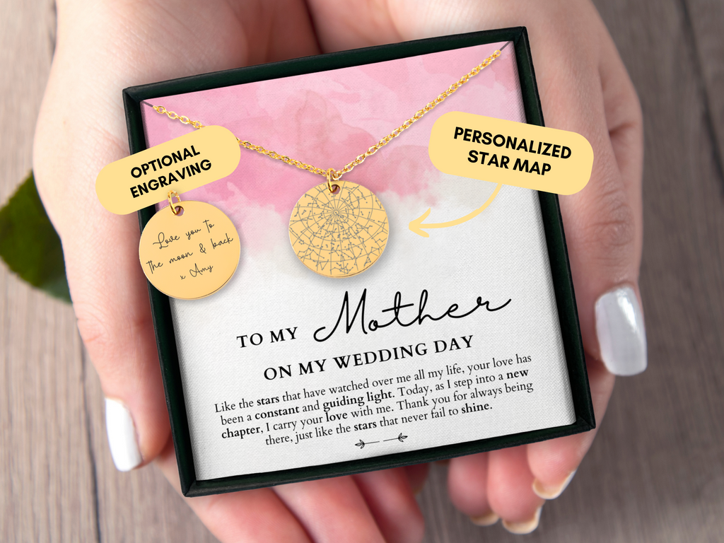 Mother Of The Bride Gift From Daughter, Mother Of The Bride Gift From Bride, Personalized Necklace, Custom Star May By Date,Wedding Day Gift
