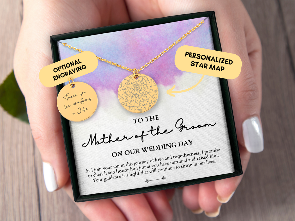 Mother Of The Groom Gift From Bride, Mother Of Groom Gift From Bride, Personalized Necklace, Custom Star May By Date, Wedding Day Gift