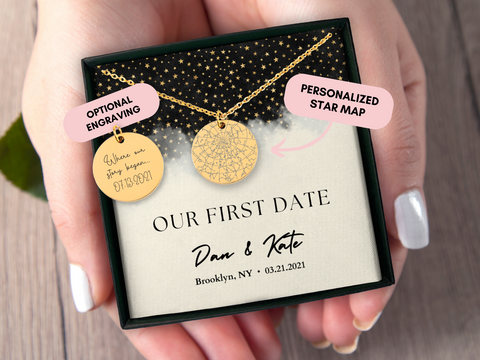 Our First Date, Custom Star Map By Date, Personalized Anniversary Gift, Gift for Her, Gift For Wife, Gift For Girlfriend, Birthday Gift