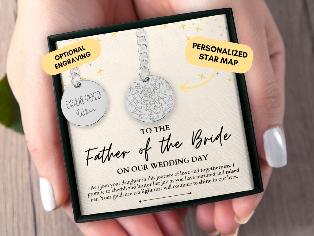 Father Of The Bride Gift From Groom, Father Of The Bride Gift, Personalized Keychain, Father In Law, Custom Star Map By Date, Wedding Day