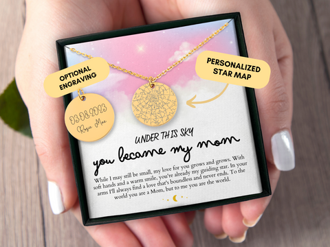 New Mom Gift, Custom Star Map By Date, Constellation Map, New Mother, New Mom Necklace, from Husband, Personalized Necklace, Birth Gift
