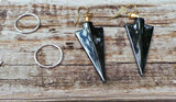 Black Hematite Gemstone Arrowhead Earrings