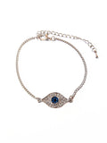 Silver Evil Eye Crystal Chain Bracelet