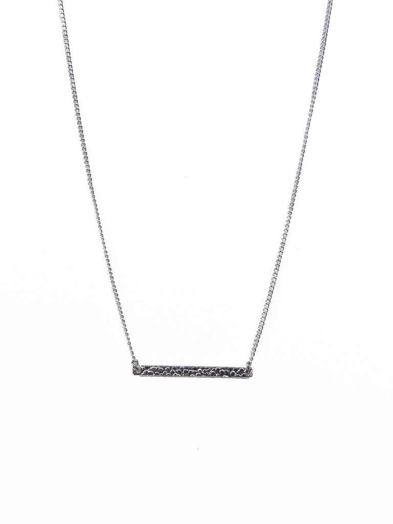 Textured Sterling Silver Bar on Silver Chain Necklace