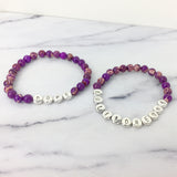 Purple Gemstone and Silver Custom Bead Bracelet