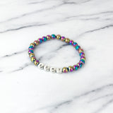 Rainbow Hematite Gemstone and Silver Custom Bead Bracelet