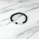 Black Gemstone and Silver Custom Bead Bracelet