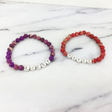 Purple Gemstone and Silver Custom Bead Bracelet