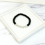 Black Gemstone and Silver Custom Bead Bracelet