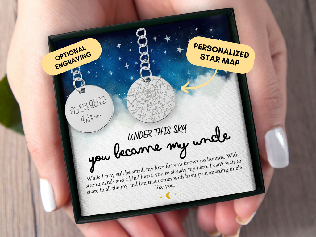 Uncle Gift From Baby, Uncle Keychain, Custom Star Map By Date, Gift For Uncle, New Uncle, From Niece, Personalized Gift, Birthday, Christmas