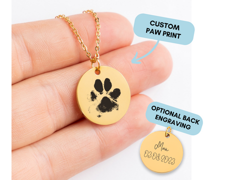 Custom Paw Print Pendant with Personalized Engraving