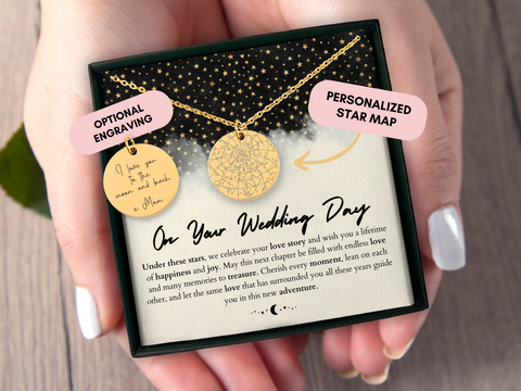 Personalized Gift For Bride, Custom Star Map By Date, Wedding Day Gift, Bride To Be, Bride Gift From Mom, Gift From Friend, From Bridesmaid