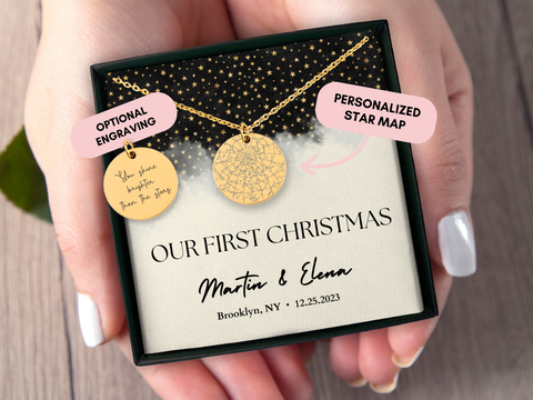 Girlfriend Christmas Gift, First Christmas, Personalized Necklace, Custom Star Map By Date, Constellation, Gift for Her, Gift For Girlfriend