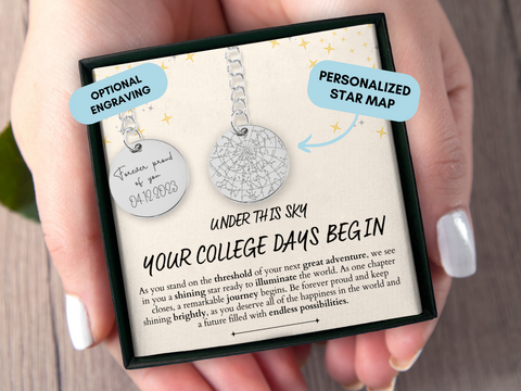 College Gift For Him, For Her, Graduation Necklace, Personalized Graduation Gift, Custom Star Map, High School Grad, College Care Package