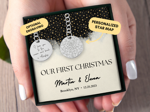 Our First Christmas, Boyfriend Christmas Gift, Girlfriend Christmas Gift, Personalized Keychain, Custom Star Map By Date, Gift For Boyfriend