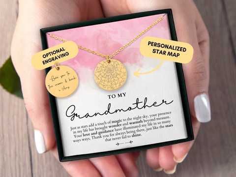 Personalized Grandma Gift, Grandmother Necklace, Custom Star Map By Date, First Time Grandma Gift, Gift From Granddaughter,Grandma Christmas