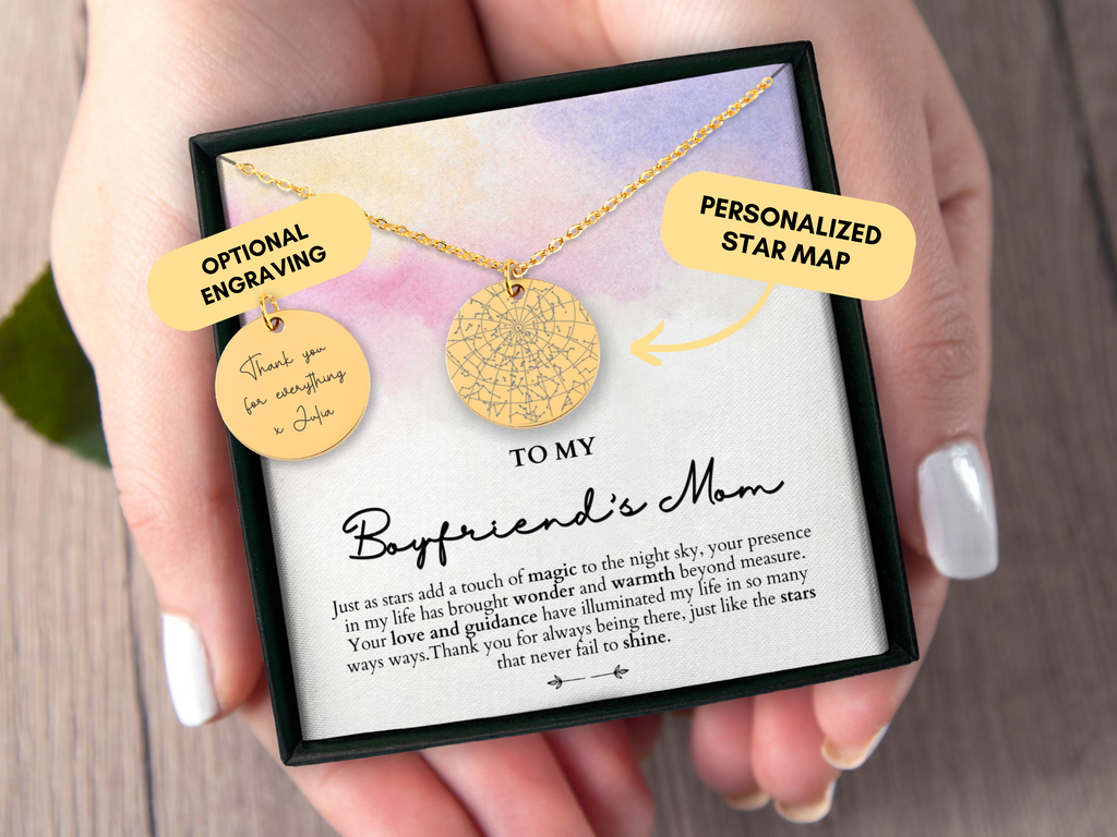 Gift For Boyfriend's Mom, Boyfriend's Mom Necklace, Custom Star Map By Date, Future Mother In Law, Personalized Gift, Christmas, Birthday