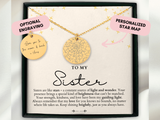 Sister Gift From Sister, Personalized Sister Necklace, Custom Star Map By Date, Gift From Brother, Sister Birthday Gift, Sister Christmas
