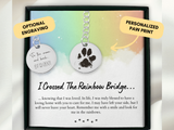 Custom Pet Memorial Keychain, Rainbow Bridge, Engraved Paw Print Keychain, Personalized Pet Memorial Gift, Dog Memorial, Cat Memorial