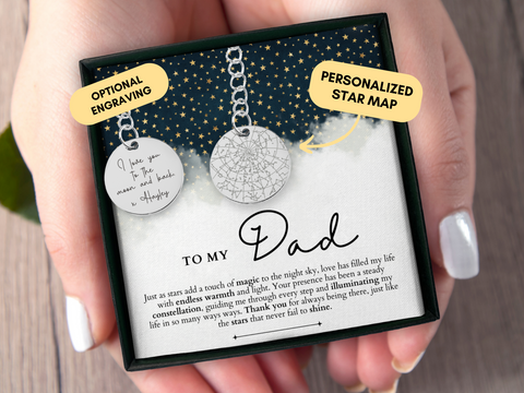 Personalized Gift For Dad, Dad Keychain, Custom Star Map By Date, Dad Christmas Gift From Daughter, Personalized Dad Birthday Gift, From Son