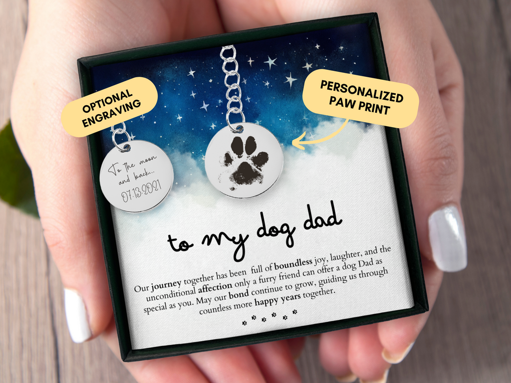 Custom Dog Dad Keychain, Dog Dad Gift, Engraved Paw Print Keychain, Dog Lover Gift for Men, Personalized Pet Gift, Dog Dad Era