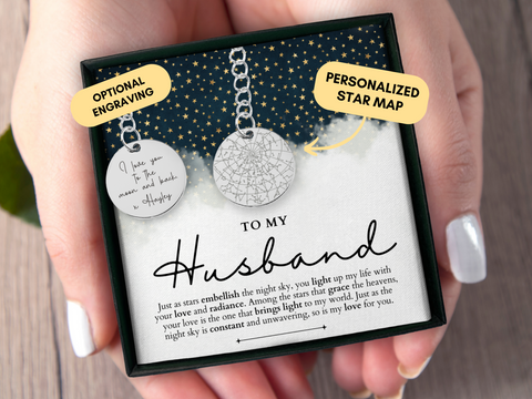 Personalized Husband Gift, Husband Birthday Gift, Custom Star Map By Date, Husband Keychain, Husband Christmas Gift, Gift From Wife