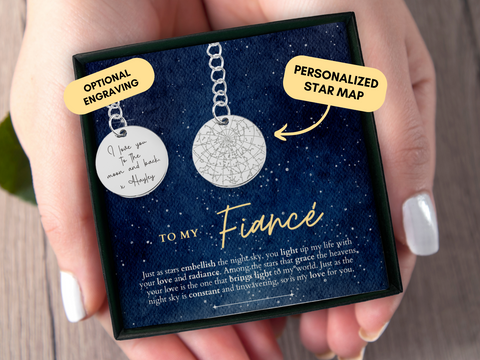 Fiance Gift For Him, Fiance Birthday Gift, Custom Star Map By Date, Personalized Keychain, Gift From Fiance, Fiance Christmas Gift, Custom