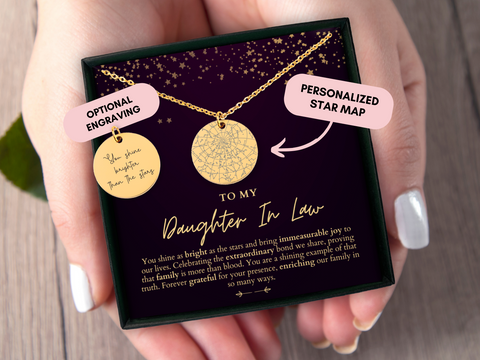Daughter In Law Gift, Gift From Mother In Law, Custom Star Map By Date, My Daughter In Law Is My Favorite Child, Personalized Necklace