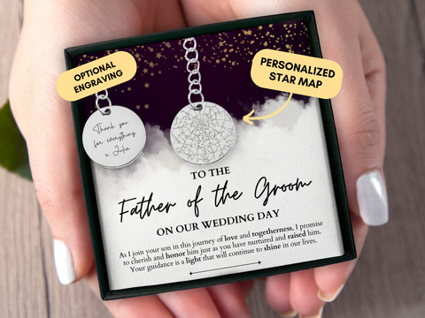 Father Of The Groom Gift From Bride, Father Of The Groom Gift, Personalized Keychain, Father In Law, Custom Star Map By Date, Wedding Day