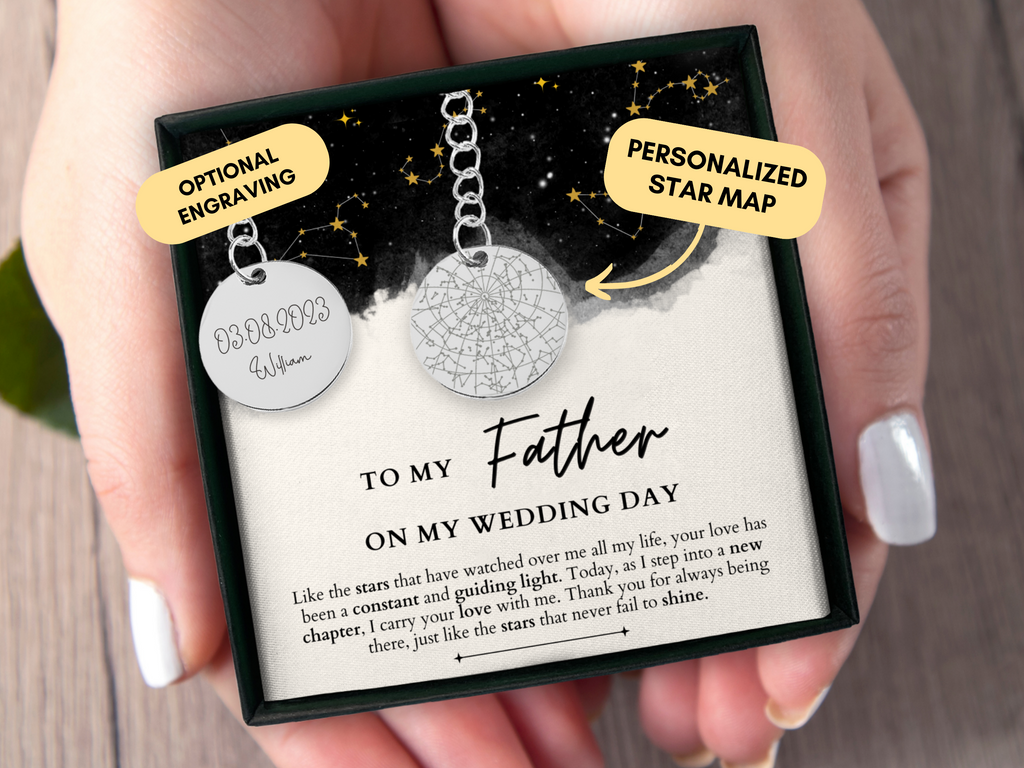 Father Of The Groom Gift From Son, Father Of The Groom Gift, Personalized Keychain, Gift From Groom, Custom Star Map By Date, Wedding Day