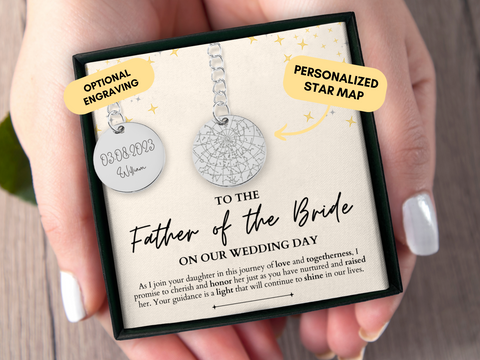 Father Of The Bride Gift From Groom, Father Of The Bride Gift, Personalized Keychain, Father In Law, Custom Star Map By Date, Wedding Day