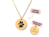 Custom Paw Print Necklace, Dog, Cat, Personalized Pet Memorial Necklace, Engraved Pet Photo Necklace, Pet Memorial Gift, Pet Jewelry Gift