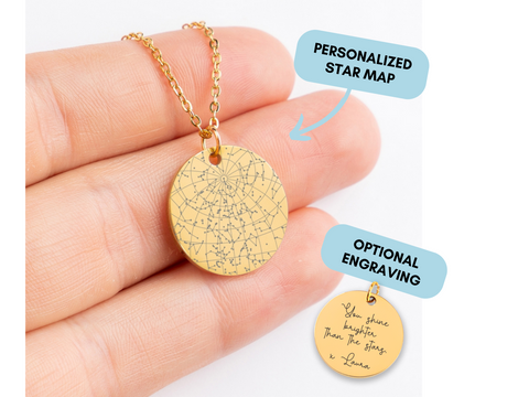 Personalized Star Map Necklace, Custom Star Map By Date, Custom Star Chart, Constellation Map, Gift for Her, Birthday Gift, Christmas Gift