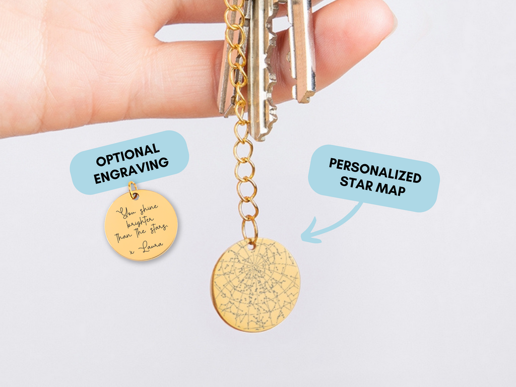 Personalized Star Map Keychain, Custom Star Map By Date, Custom Star Chart, Constellation Map, Gift for Him, Birthday Gift, Christmas Gift