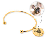 Custom Pet Portrait Bangle, Dog, Cat, Engraved Pet Photo Bracelet, Personalized Pet Memorial Bracelet, Dog Lover Gift, Cat Mom Gift