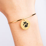 Custom Paw Print Bangle, Dog, Cat, Personalized Pet Memorial Bracelet, Engraved Pet Photo Bracelet, Pet Memorial Gift, Pet Jewelry Gift